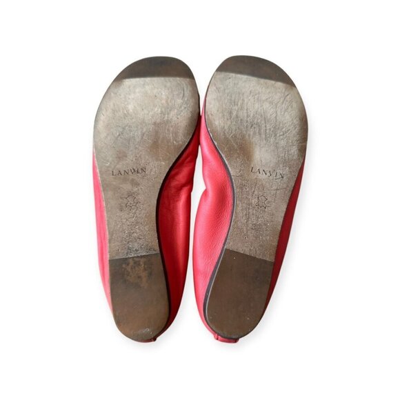 Lanvin Cap-Toe Ballerina Flats. in Red /Orange Leather,  39 EU - Picture 9 of 13
